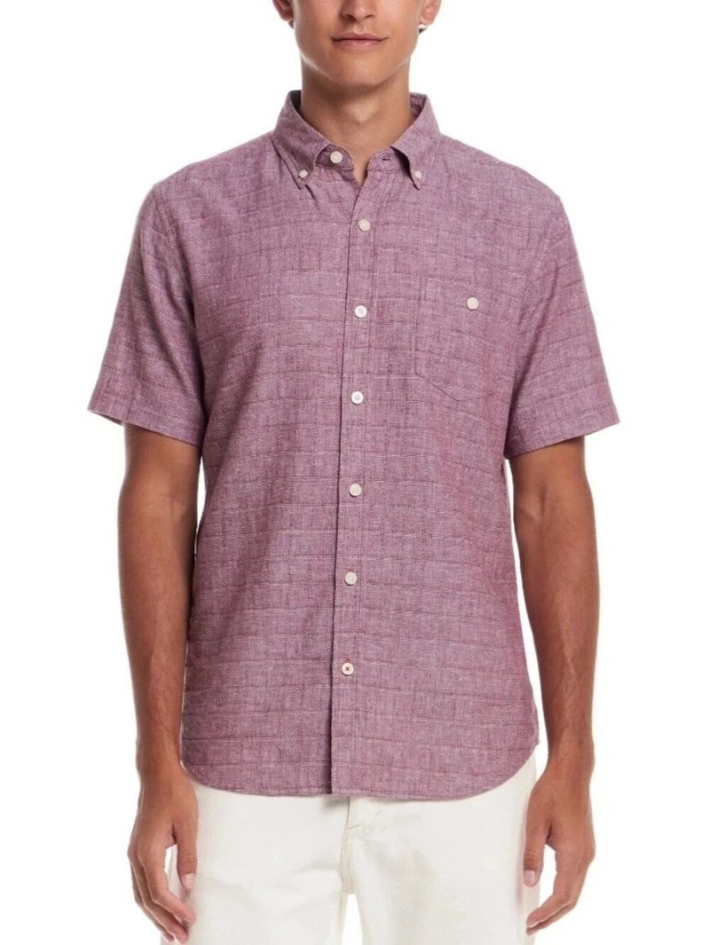 NWT Weatherproof Vintage Men's L  Linen Blend  Button-Down Shirt Short sleeve